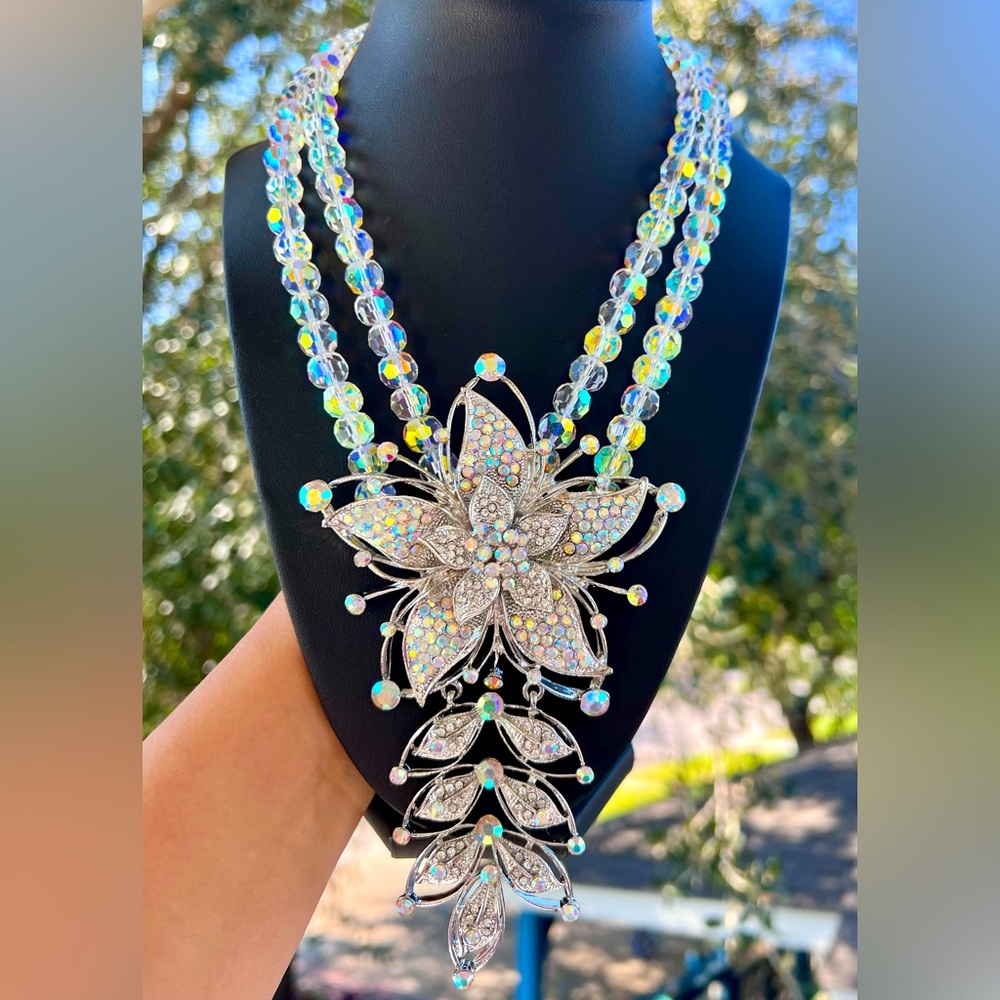 Eye Candy Floral AB Statement Necklace